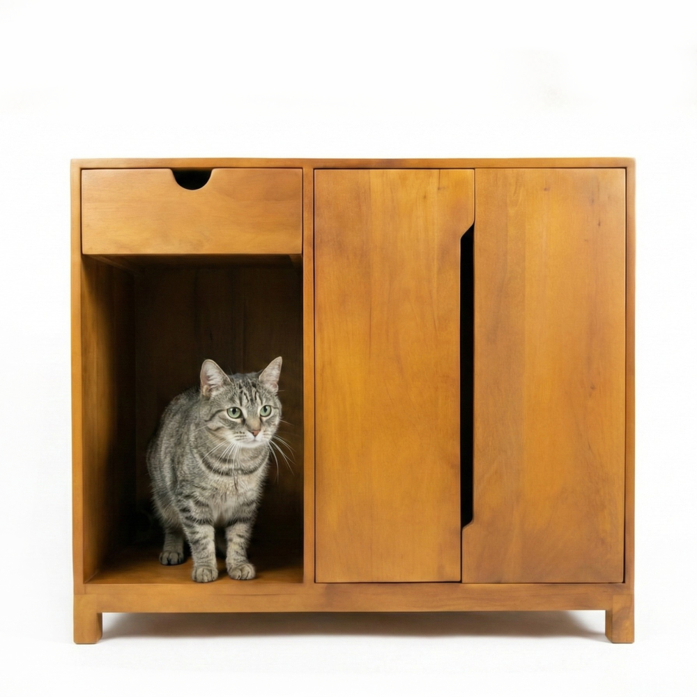 FurryLiving Paco Litter Cabinet for Cats (Honey)