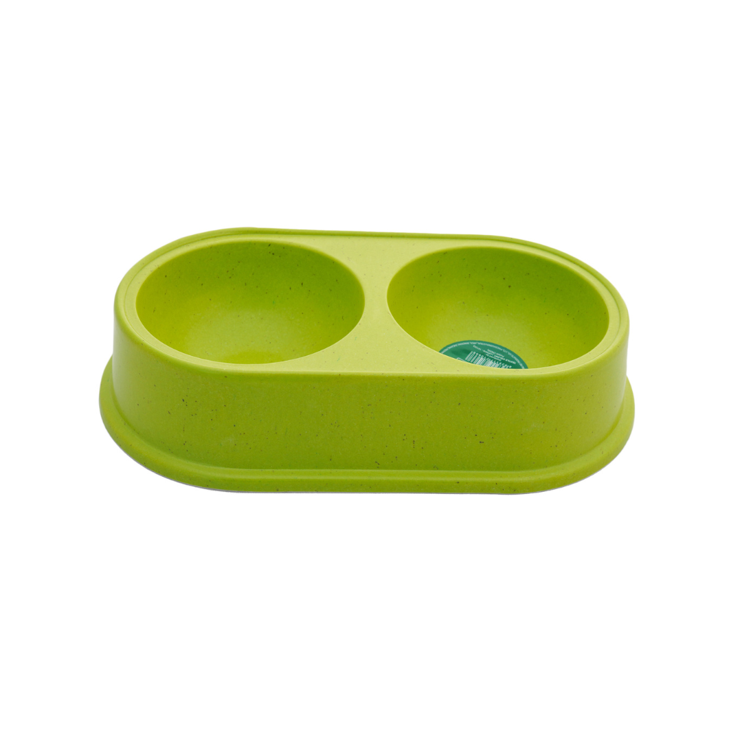Healing Leaf Eco Friendly Dual Bamboo Bowl for Dogs and Cats (Green)