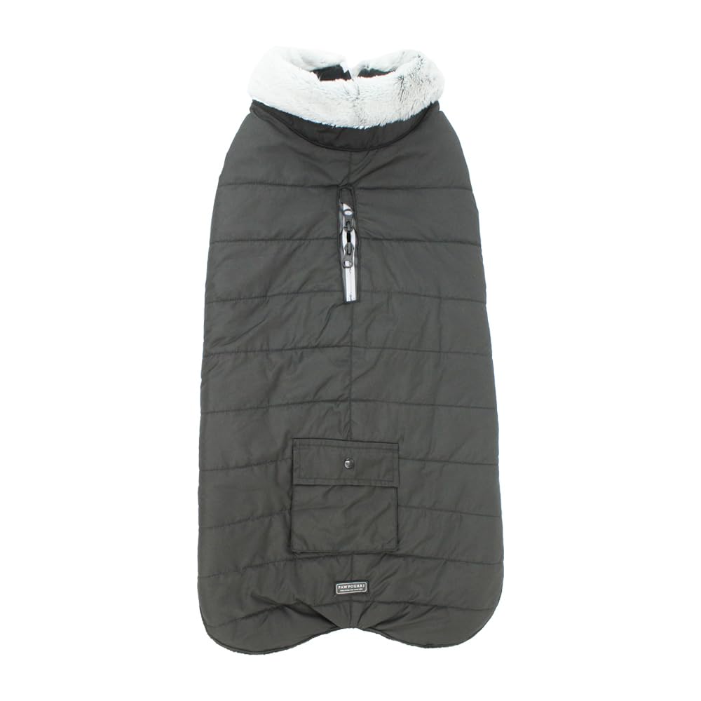 Pawpourri Taffeta Jacket with Faux Fur for Dogs (Black)