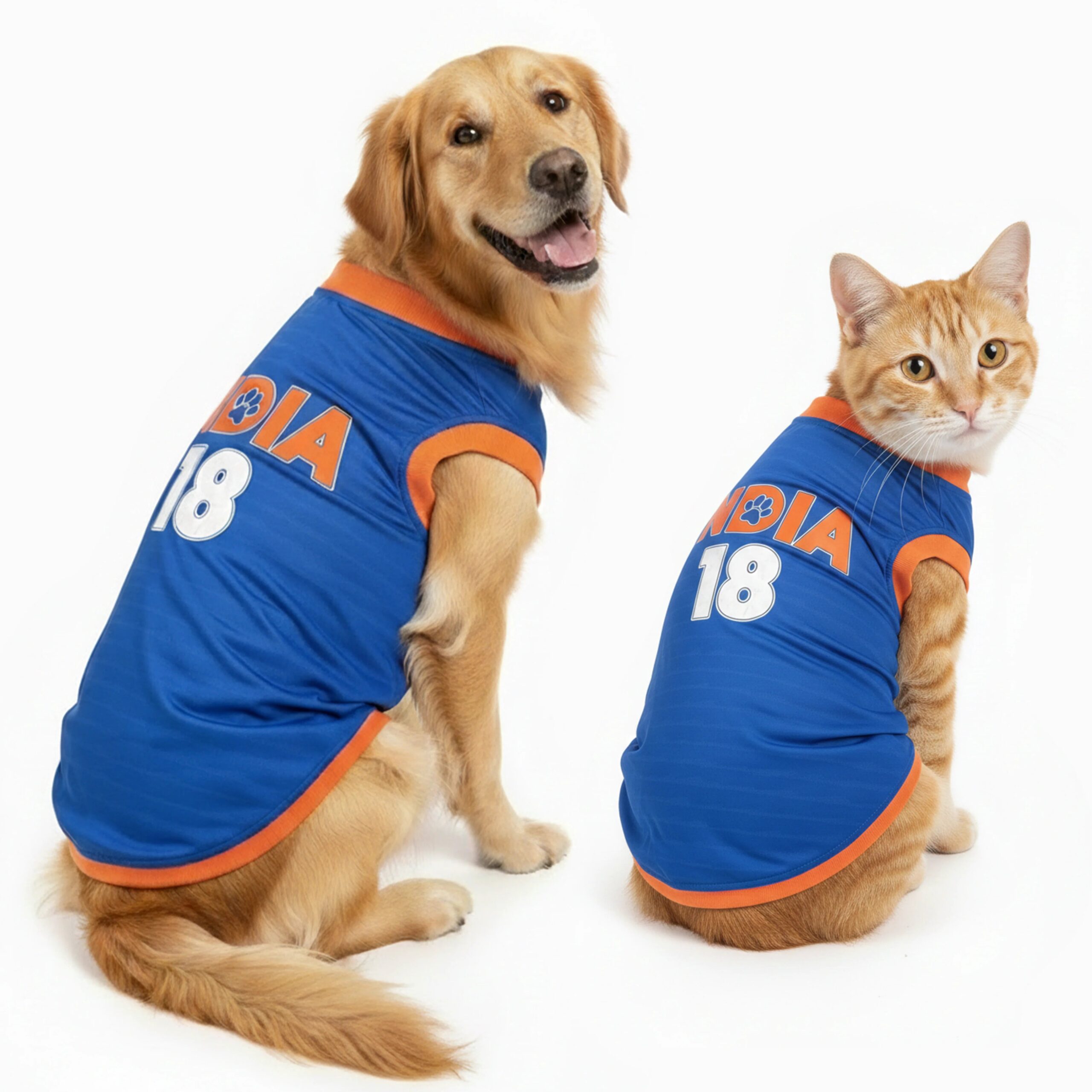 Pawsindia Round Neck Indian Cricket Jersey for Dogs