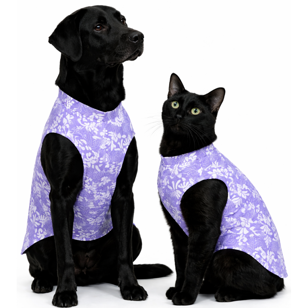 Skatrs Cotton Shirt for Dogs and Cats (Lavender and White)