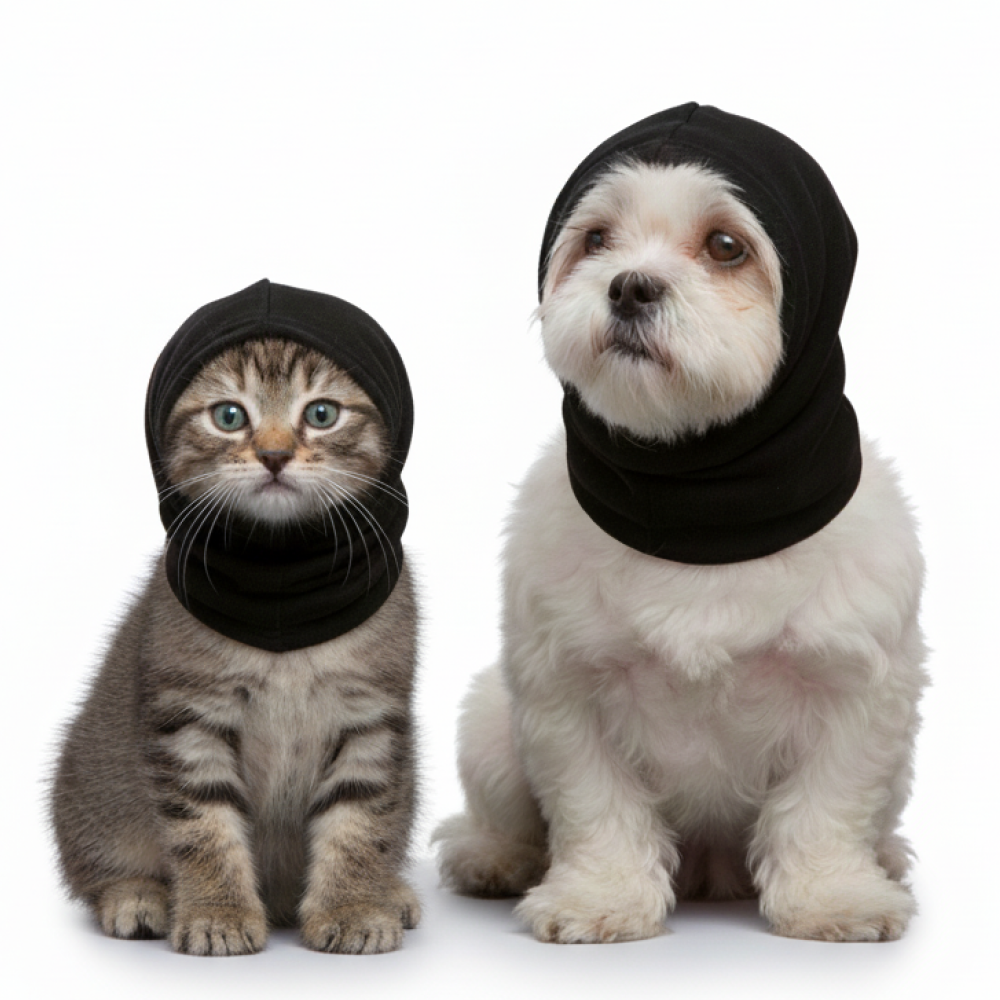 Skatrs Cold and Sound Protection Ear Muffs for Dogs and Cats (Black)