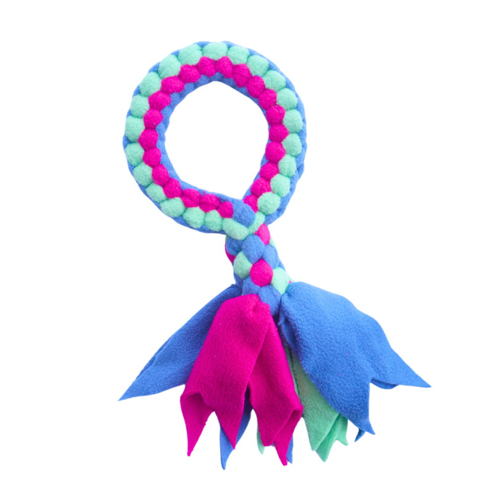 For The Love Of Dog Tug O Loop Chew Toy for Dogs (Pink/Green/Blue)