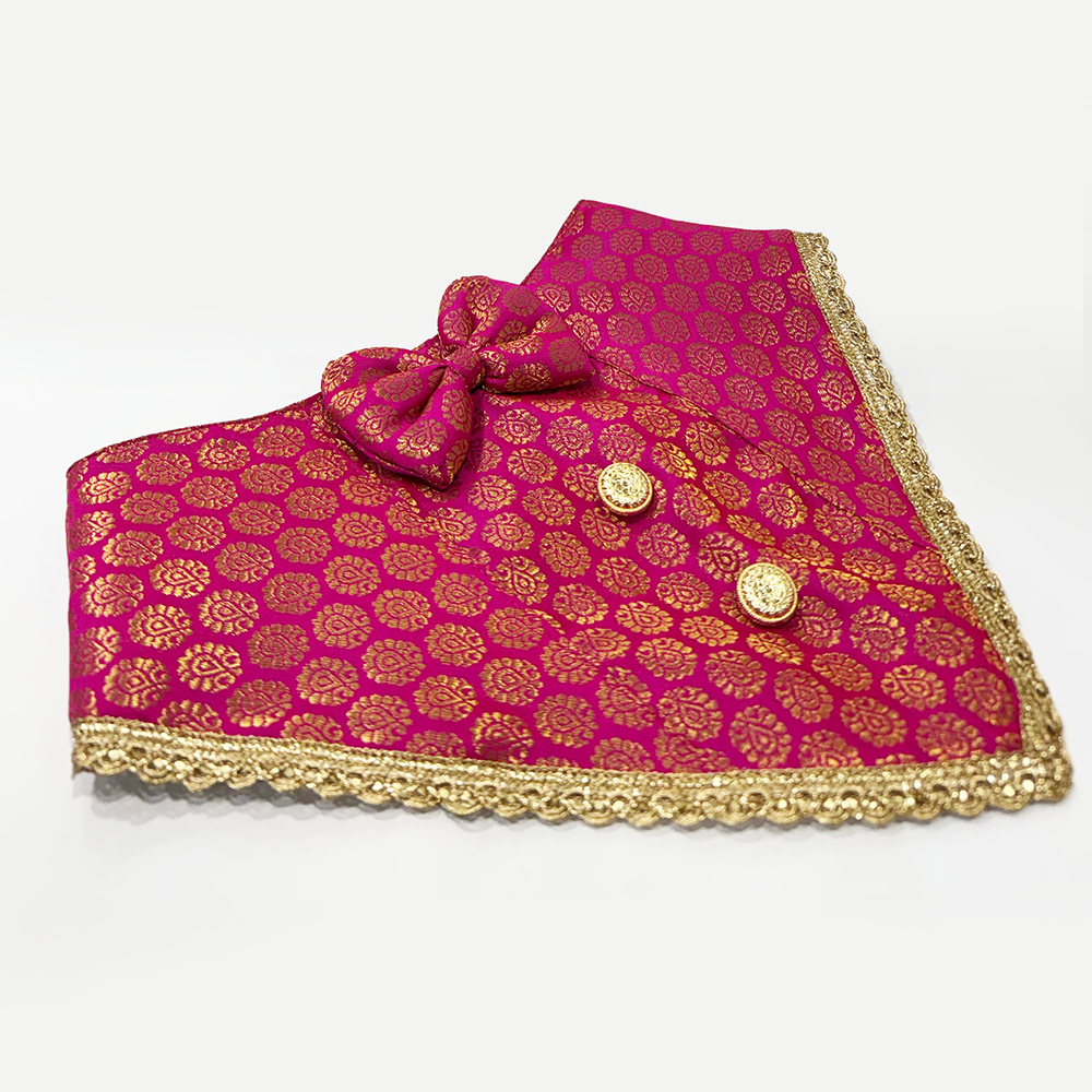 PawsIndia Traditional Royal Brocade Tuxedo for Dogs and Cats (Pink)